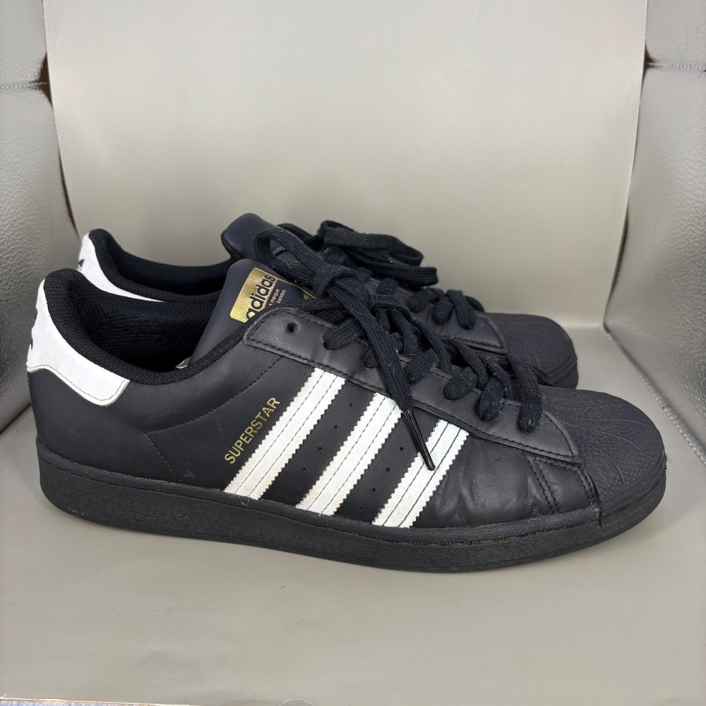 Adidas Originals Superstar Mens Black White Gold EG4959 Low Top Sneakers Size 10